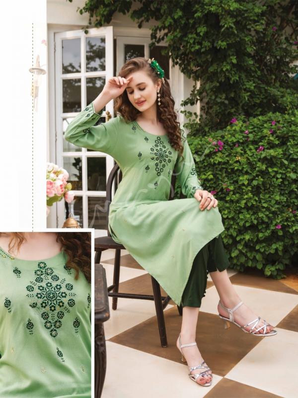 Mayur Saga 2 Rayon Designer Embroidery Kurti Collection